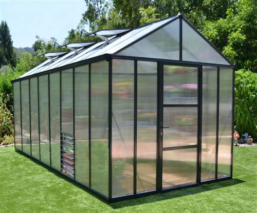8'x16' Palram Canopia Glory Grey Large Polycarbonate Greenhouse (2.4x4.8m)