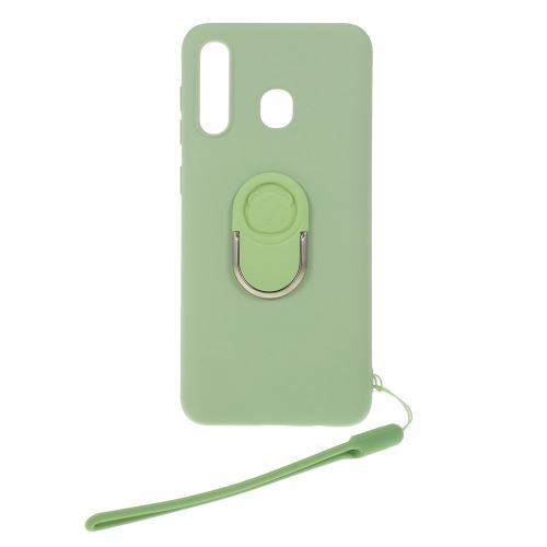 Coque en silicone liquide avec sangle vert pour votre Samsung Galaxy A30