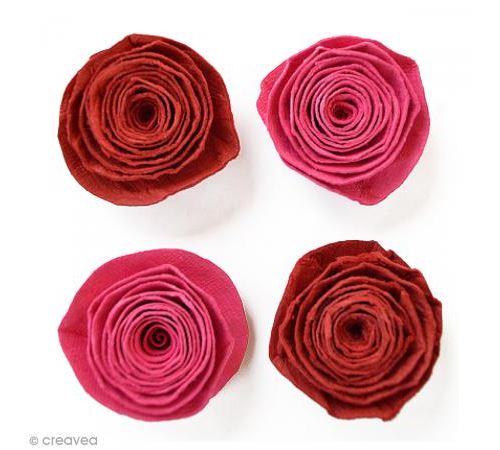 Fleurs spirales en papier 3 cm - Cerise Pink - 4 pcs