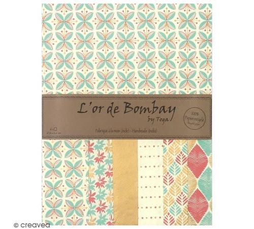 Papier l'Or de Bombay 27,8 x 21,2 cm - Pastel - 6 feuilles