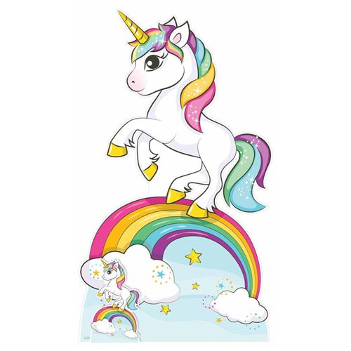 Figurine en carton Licorne sur arc en ciel 163 cm
