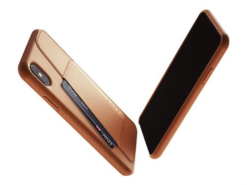 Mujjo Wallet - Coque de protection pour téléphone portable - cuir tanné végétal pleine fleur - brun clair - pour Apple iPhone XS Max