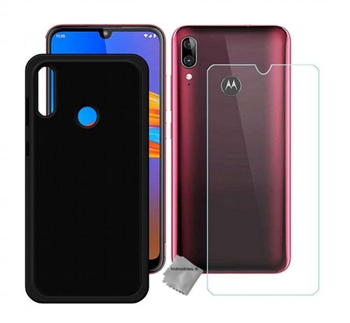 Housse etui coque pochette silicone gel fine pour Motorola Moto E6 Plus avec film ecran - NOIR