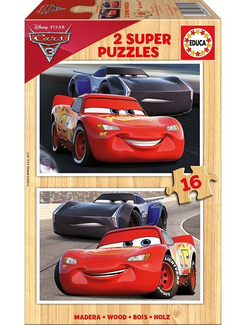 Puzzle En Bois Cars 3 Flash Mcqueen Et Jackson Storm 2 X 16 Pieces Educa 17172 - vue 2