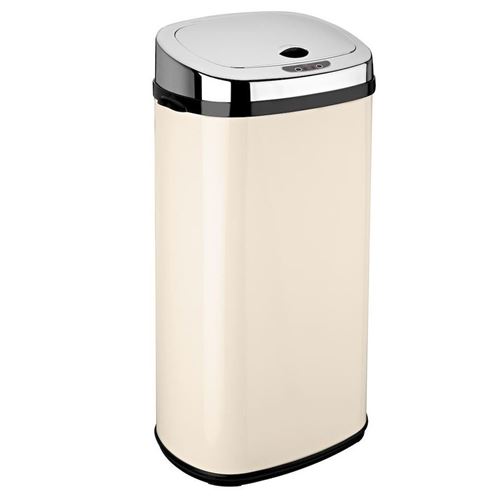 Poubelle de cuisine automatique 42L LARGO Crème brillant en acier INOX avec cerclage