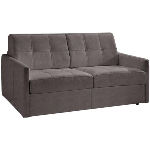 Canapé lit CUBE convertible en microfibre taupe couchage 160cm ouverture rapido