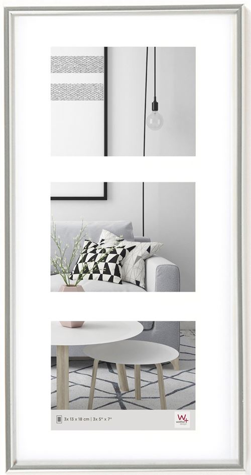 Walther, Galeria, Cadre Multivue En Plastique Pour 3 Photos, KS338S, 2x13x18 cm, Argent
