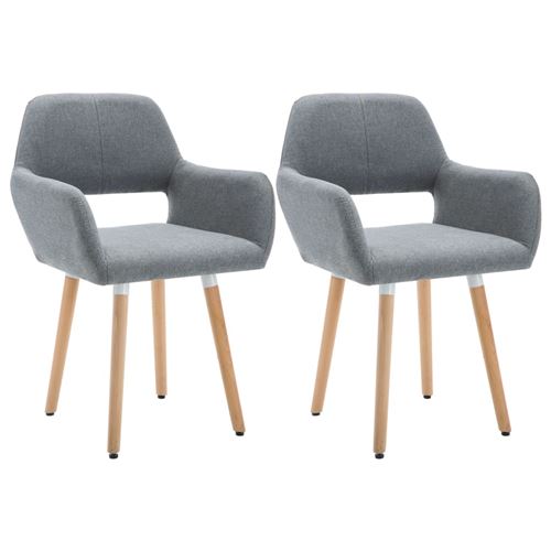 vidaXL Chaise à dîner 2 pcs Revêtement en tissu 56x54x80 cm Gris clair