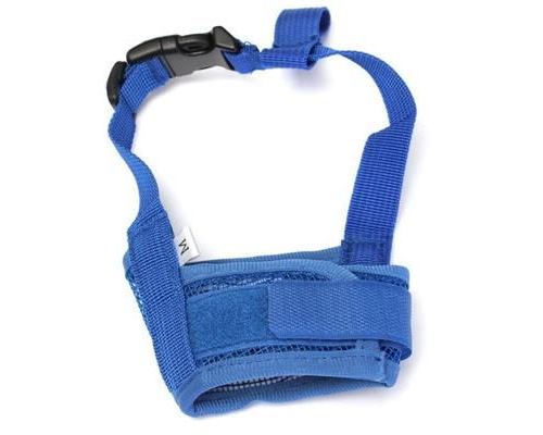 Comparer les prix de Réglable Chien Mesh Muselière Masque Museau Nylon à Bouche Anti Aboiement Morsure Sécurité à Chiot Puppy Bleu M