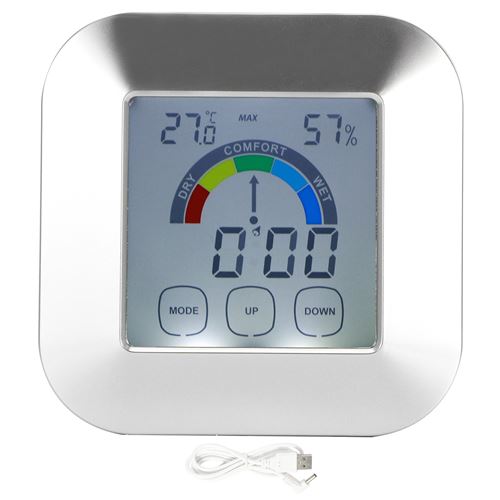 Horloge Météo Hygromètre de Thermomètre de Bureau à Écran LCD Tactile