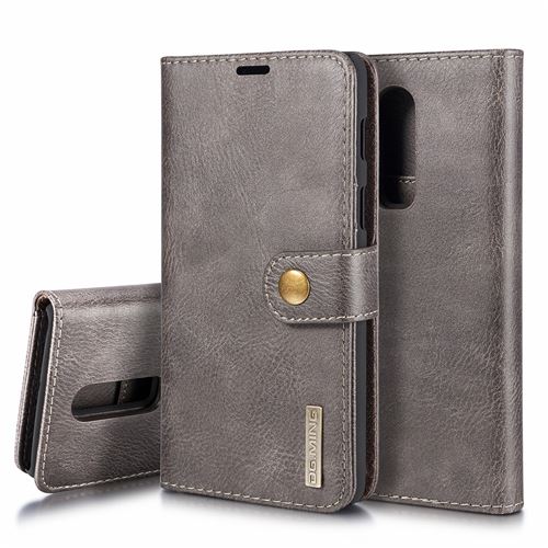 Etui en PU amovible 2-en-1 fractionnée gris pour votre OnePlus 6