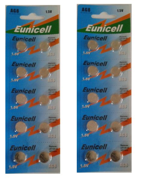 EUNICELL - Lot de 20 PILES AG8 LR55 LR1120 SR1120 381 391 G8 G58 D386