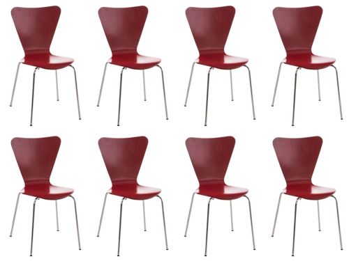 Lot de 8 chaises visiteur empilables Calisto , Rouge