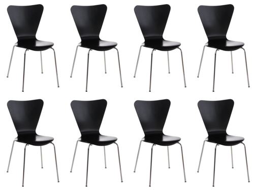 Lot de 8 chaises visiteur empilables Calisto , Noir