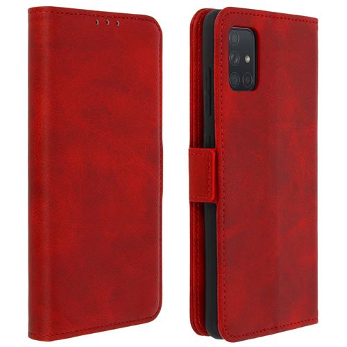 Housse pour Samsung Galaxy A51 Porte-cartes Fonction Support - Rouge