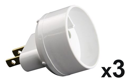 Lot de 3 adaptateurs M US / F Euro Blanc