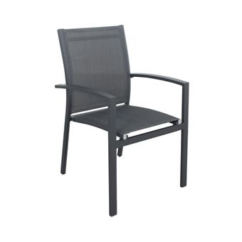 Avril Paris Lot De 8 Fauteuils Empilables Aluminium En Textilène Gris Anthracite Andra