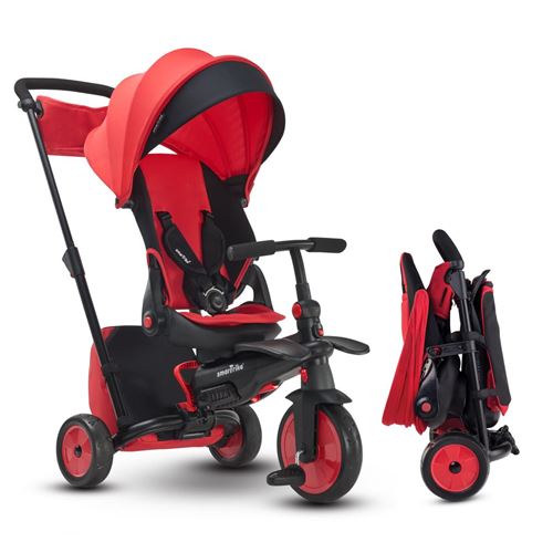 smarTrike smarTfold 7 tricycle évolutif 8 en 1 pliant/siège inclinable/pivotant - Rouge