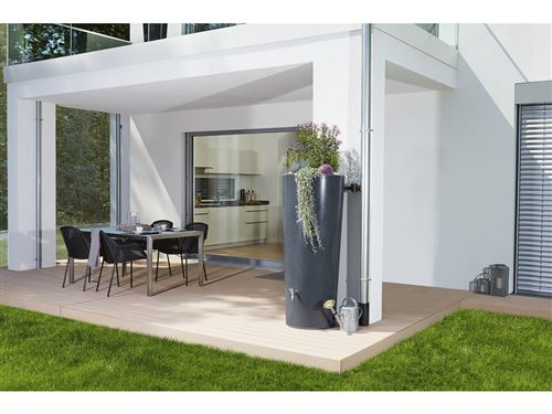 R&eacute;cup&eacute;rateur d'eau de pluie aspect pierre 350 L gris anthracite