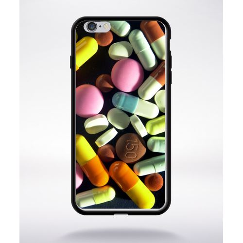 Coque Pills Compatible Apple Iphone 6 Plus Bord Noir Silicone