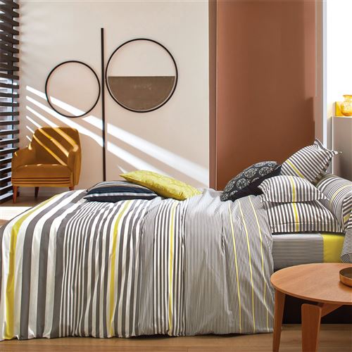 Housse de couette percale Sporting BLANC DES VOSGES, Citron - 260 x 240 cm