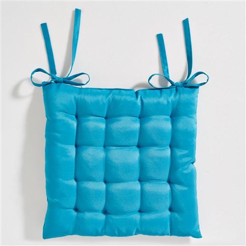 Galette de chaise matelassée 40 x 40 cm - Bleu turquoise