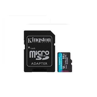 Kingston Canvas Go! Plus - Carte mémoire flash (adaptateur microSDXC vers SD inclus(e)) - 64 Go - A2 / Video Class V30 / UHS-I U3 / Class10 - microSDXC UHS-I - 1