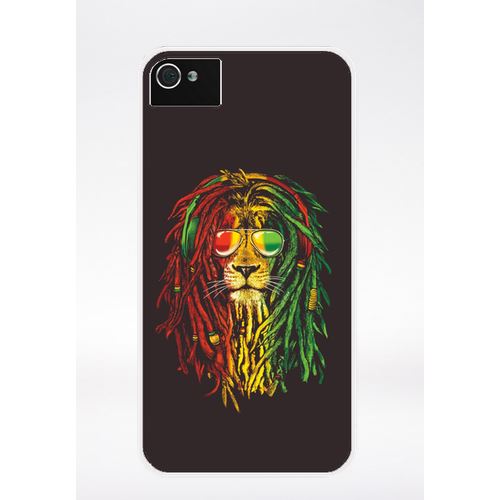 Coque Lion Rasta A Lunette Compatible Iphone 4 Transparent