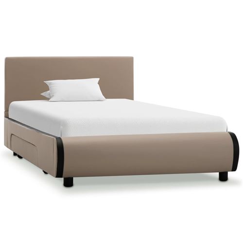 vidaXL Cadre de lit avec tiroirs Cappuccino Similicuir 90 x 200 cm