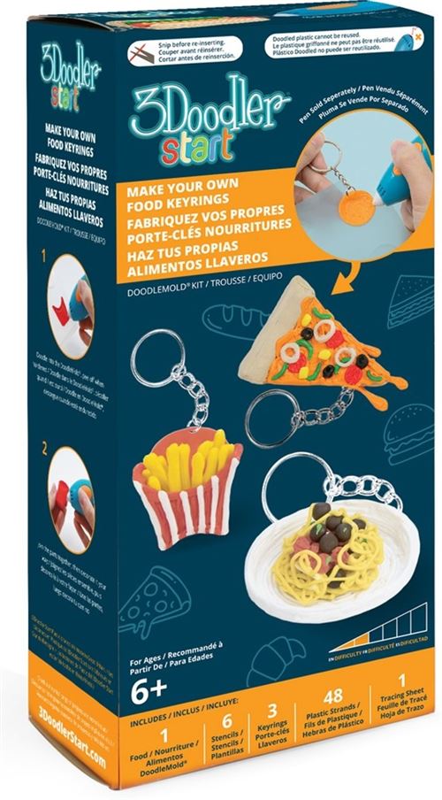 3Doodler kit d'artisanat faire votre propre nourriture porte-clés 51-pièces