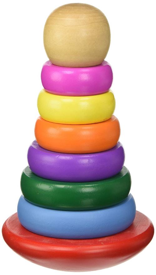 TEOREMA 40166 Pyramide en Bois avec Anneaux colorés