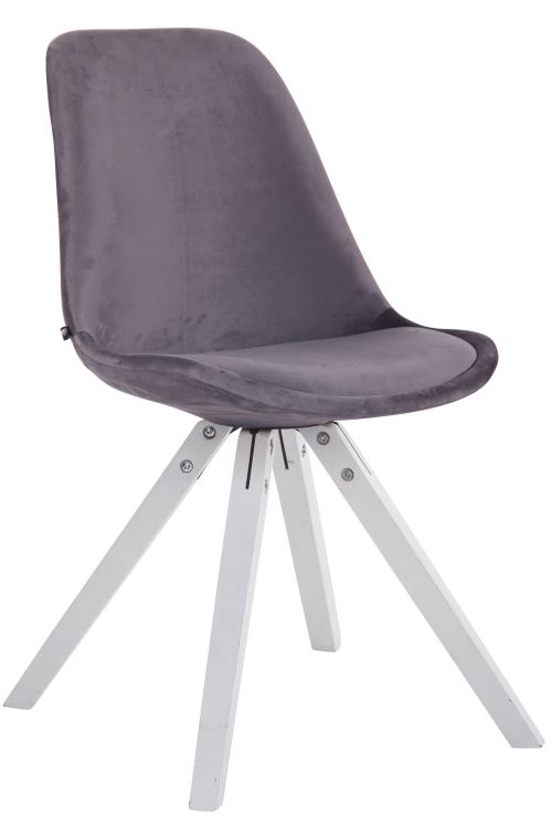 Chaise Toulouse en velours / Piétement carré , Gris foncé/Blanc