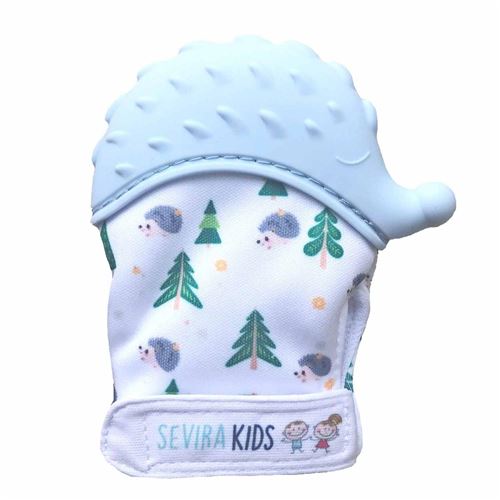 Sevira kids Moufle de dentition en silicone alimentaire - Hérisson Bleu idéale entre 3/10 mois