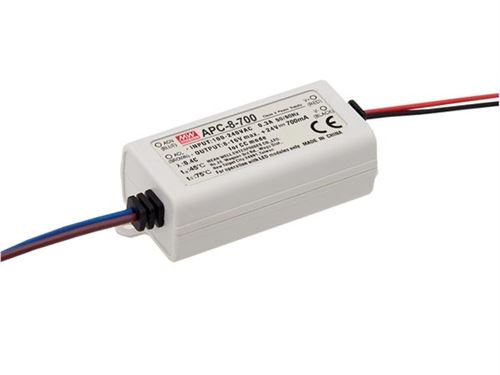 Driver de led à courant constant - 1 sortie - 700 ma - 7.7 w velleman apc-8-700