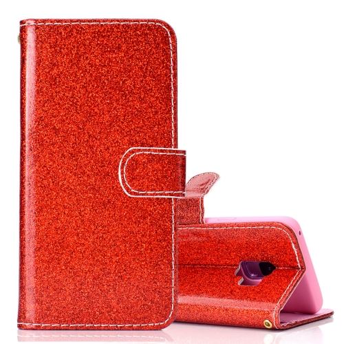Galaxy S9 Housse Etui Cuir Pu Texturé Pailleté Rouge Als88927