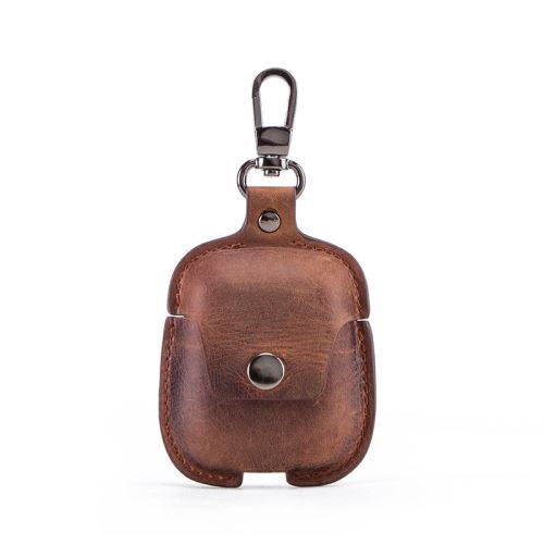 Coque en cuir WISETONY antichoc pour Apple AirPods - Brun