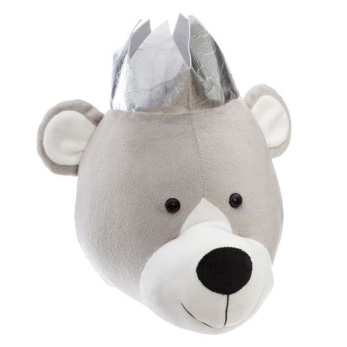 Trophée Mural Enfant Ourson 29cm Gris