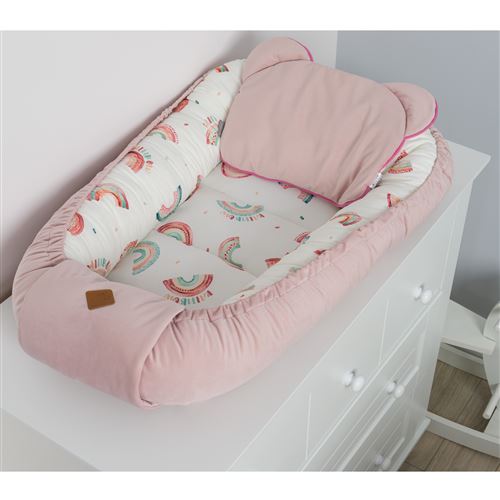 Cocon Bebe Matelasse Nid Reducteur De Lit Rainbow Rose De 0 A 9 Mois Exterieur 85 X 55 X 14 Cm 2 Cm Gigoteuses Nids D Ange Achat Prix Fnac