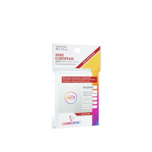 Gamegenic : Sachet de 50 protège-cartes mate - 4,6 x 7,1 cm - Mini European ruby