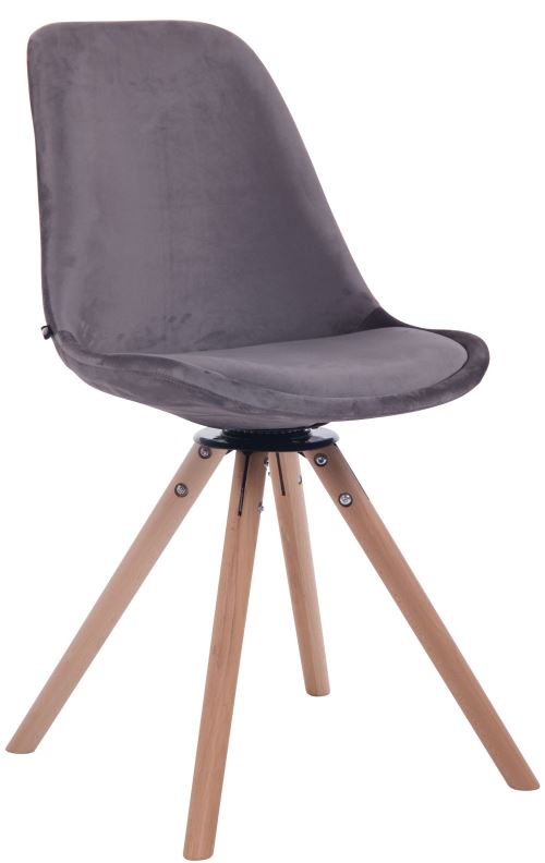 Chaise de salle à manger Troyes Pivotant en velours avec piétement rond , Bois de chêne Nature/Gris foncé