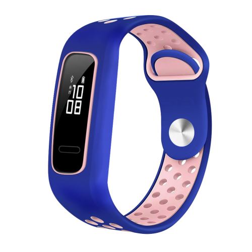 Bracelet en silicone bicolore Smartwatch pour HONOR BAND 4 Running/HUAWEI 3E/AW70 - Bleu&Rose