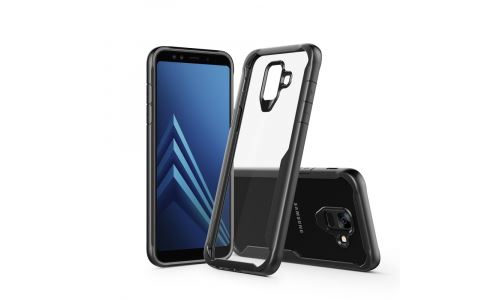 Coque bi-matière Galaxy-A6 bumper noir et dos rigide transparent