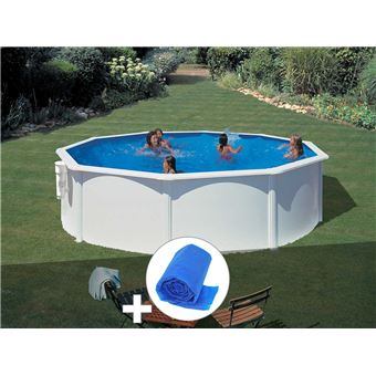 Kit piscine acier blanc Gré Bora Bora ronde 3,70 x 1,22 m + Bâche à bulles - 1