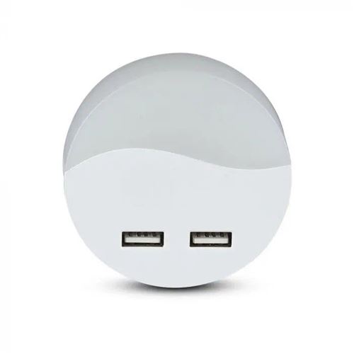 Lampe de nuit V-tac VT-84 ronde - plugin - 2x USB