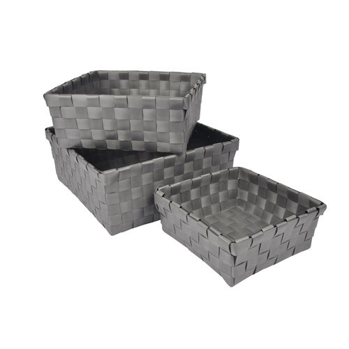 3 paniers tresses 21.5 x 21.5 x 9 cm plastique vitamine antracite Anthracite