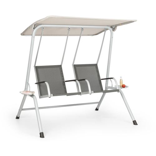 Blumfeldt Bel Air Duo Swing Balancelle de jardin pour 2 personnes - avec auvent pare-soleil - gris & crème
