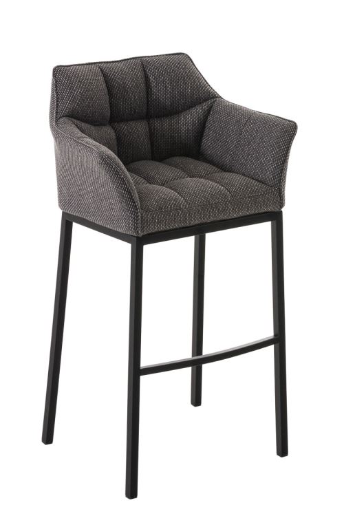 CLP Tabouret de bar Damaso en Tissu avec 4 pieds , Gris titane/Noir