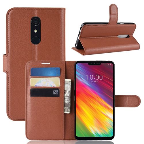 Etui en PU marron pour votre LG G7 Fit