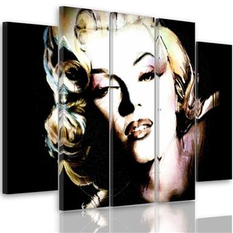 Tableau Toile Déco Multi Panneaux 150x100 Cm Marilyn Jaune Noir