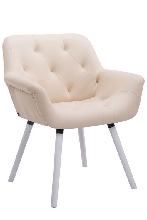 Chaise de Salle à manger élégante Cassidy - Chaise Chic avec revêtement Tissu - Pieds Bois de Chêne Blanc - Couleur Crème